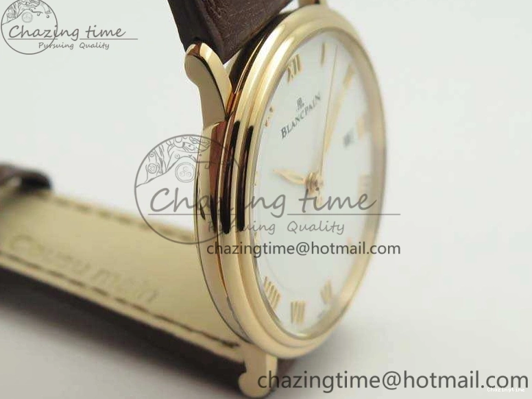 0824 Villeret 6651 RG ZF 1:1 Best Edition White Dial On Brown Leather Strap A ComfortFit 8097